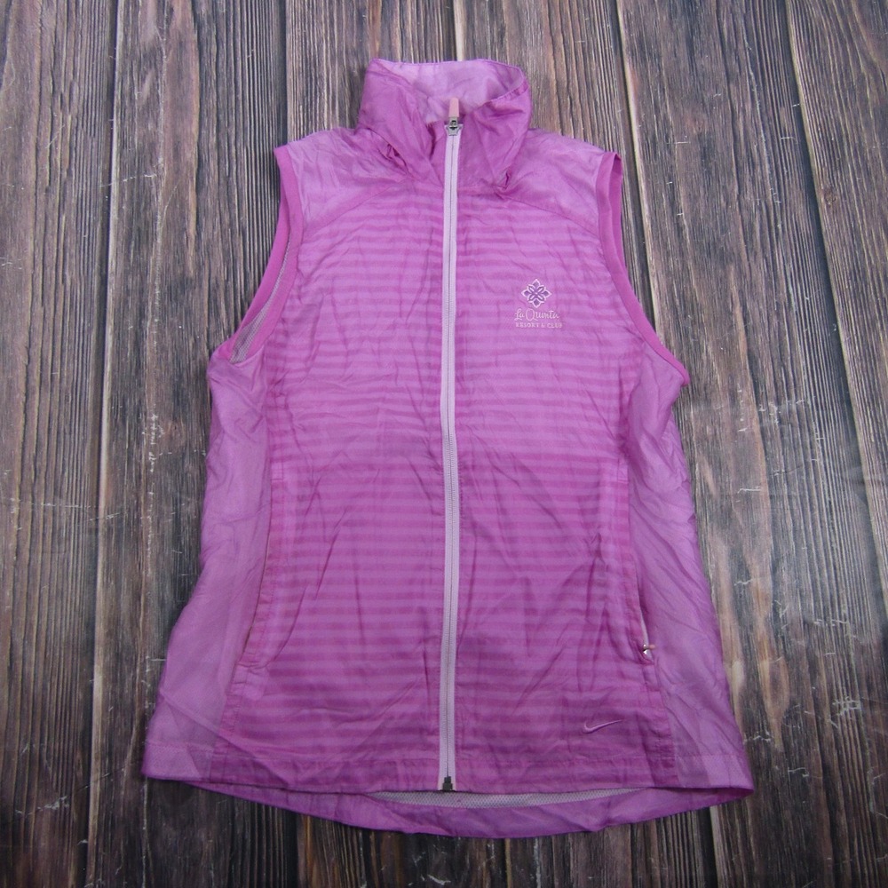 Nike Golf Vest Womens M Pink Dri-FIT Full Zip Windbreaker Sleeveless Jacket
